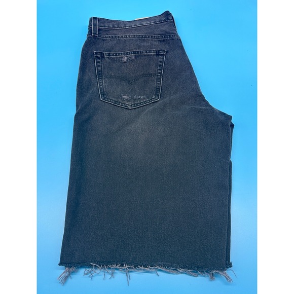 Levi's 469 Loose Shorts Men's 32X12 Black Distressed Denim - Picture 3 of 7